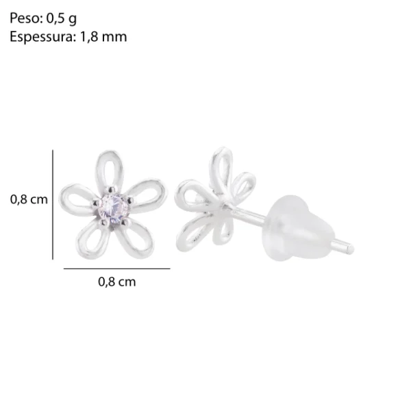 Brinco infantil em prata 925 com design de flor - Image 3